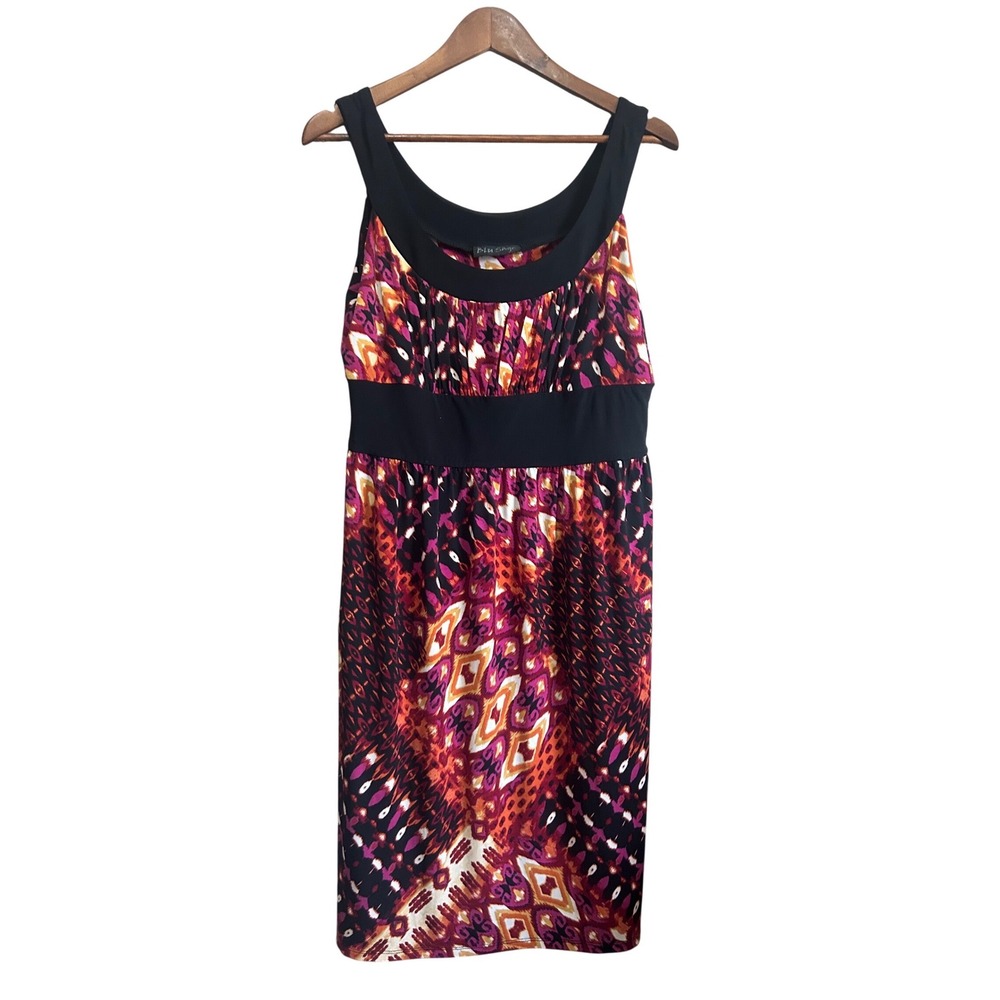 Blu Sage Ikat Geometric Print‎ Dress Womens Medium Multi Color Excellent size XL